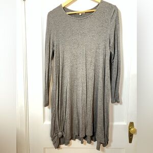 Joan Vass Charcoal Long Sleeve Dress